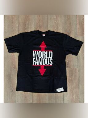 Supreme “World Famous”  Tee - Black with Red & White